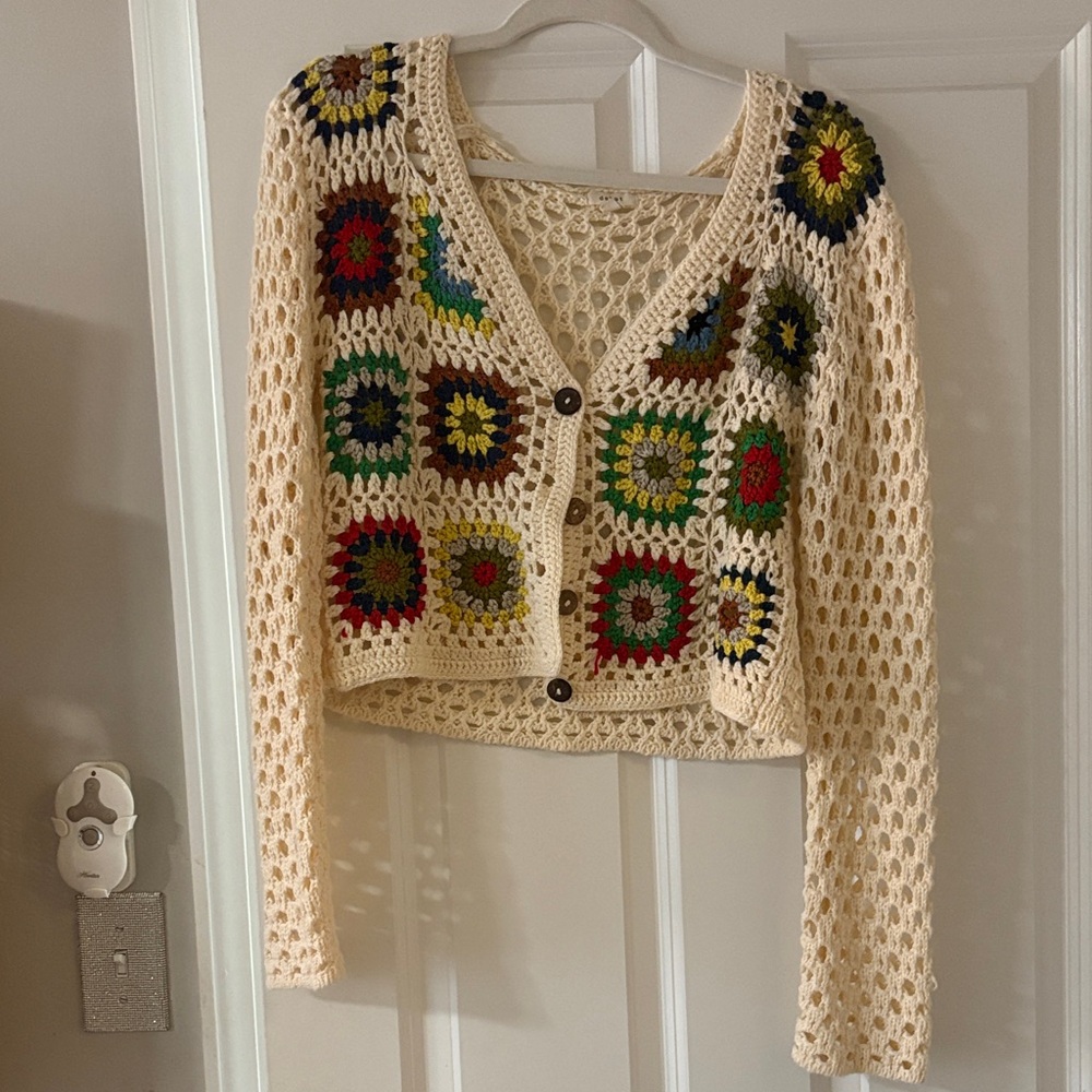 Debut Crochet Cardigan with Multicolor Squares